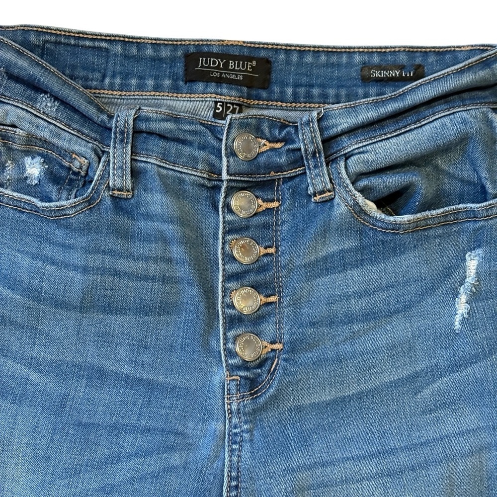 Judy Blue Womens Skinny Stretch Denim High Rise Jeans 5/27 Button Fly #JB8281MD - Picture 2 of 9